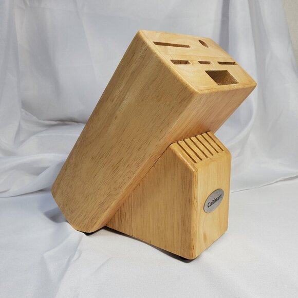 Cuisinart Natural Wood Knife Block 12-Slot Design Brushed Metal Logo BLOCK ONLY - Picture 5 of 10